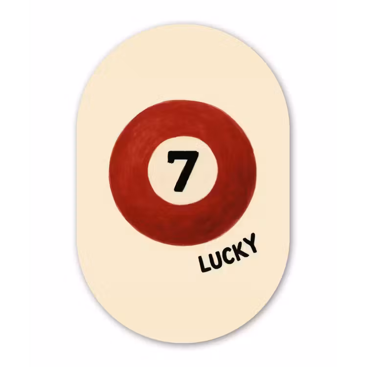 Cirkel - Zeven - Lucky - Rood Wandcirkel Ovaal Forex klein -3d