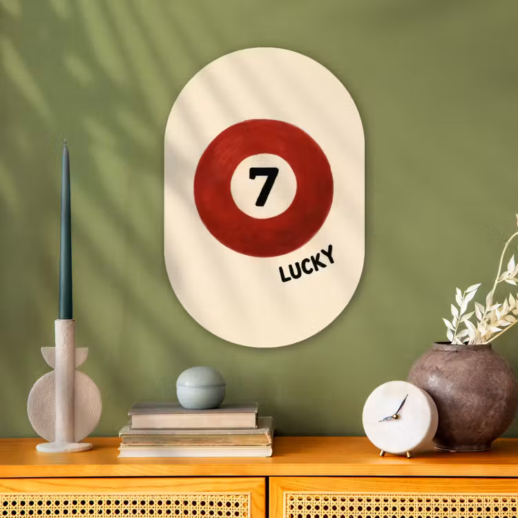 Cirkel - Zeven - Lucky - Rood Wandcirkel Ovaal Forex klein -sfeer2