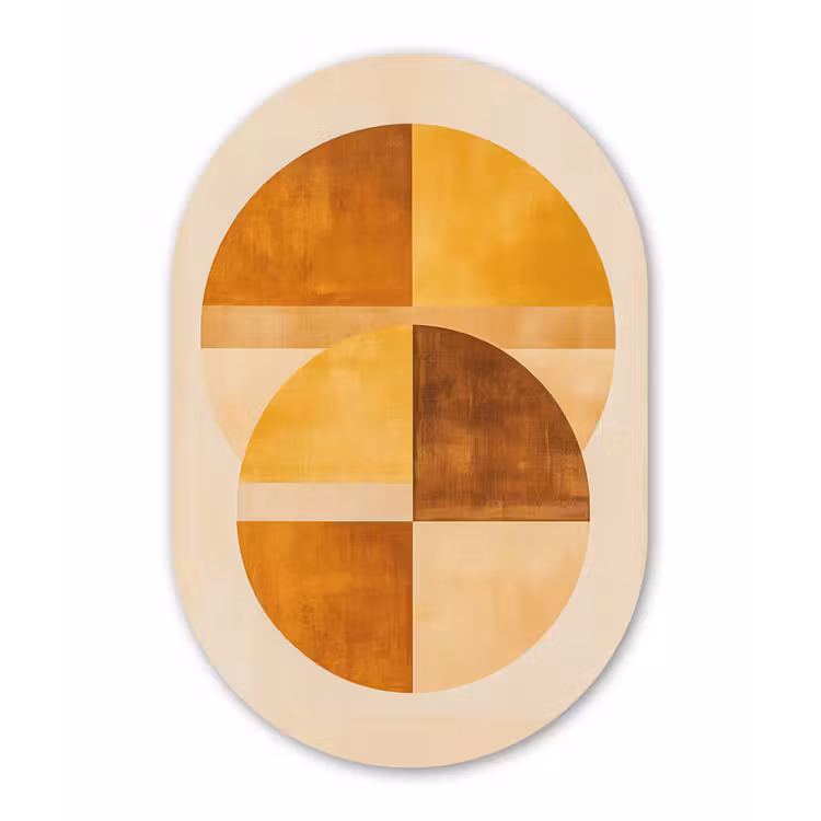 Cirkels - Geel - Minimalistisch Wandcirkel Ovaal Forex klein -3d