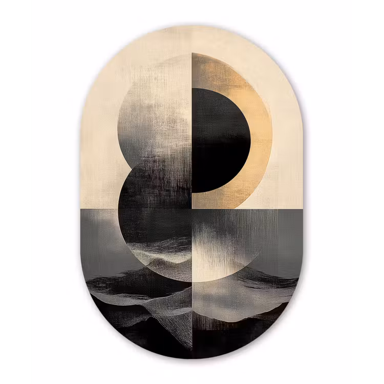 Cirkels - Schaduw - Abstract Wandcirkel Ovaal Forex klein -3d