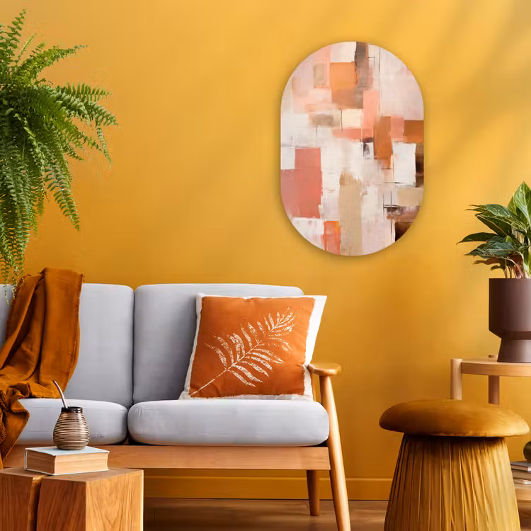 Kunst - Roze - Abstract Wandcirkel Ovaal Forex klein -sfeer4