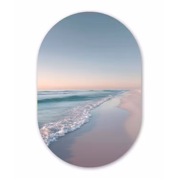 Kustlijn - Pastel - water Wandcirkel Ovaal Forex klein -3d