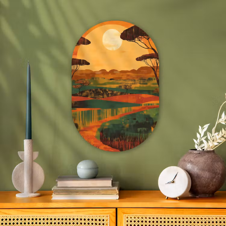 Landschap - Afrikaans - Zon Wandcirkel Ovaal Forex klein -sfeer2