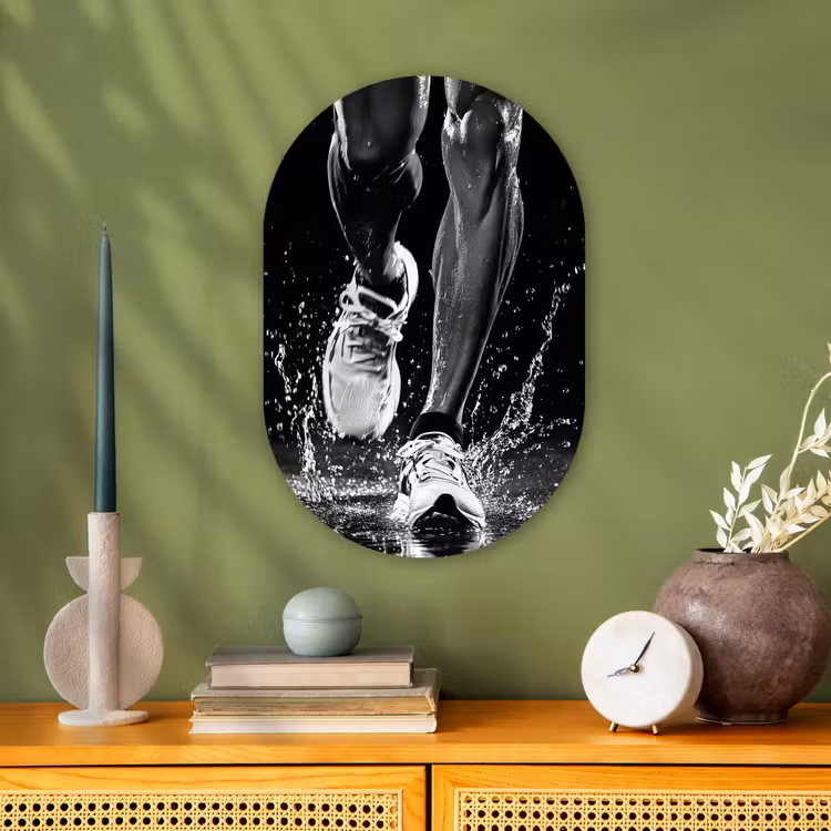 Hardloopschoenen - Rennen - Druppels - Zwart Wandcirkel Ovaal Forex klein -sfeer2