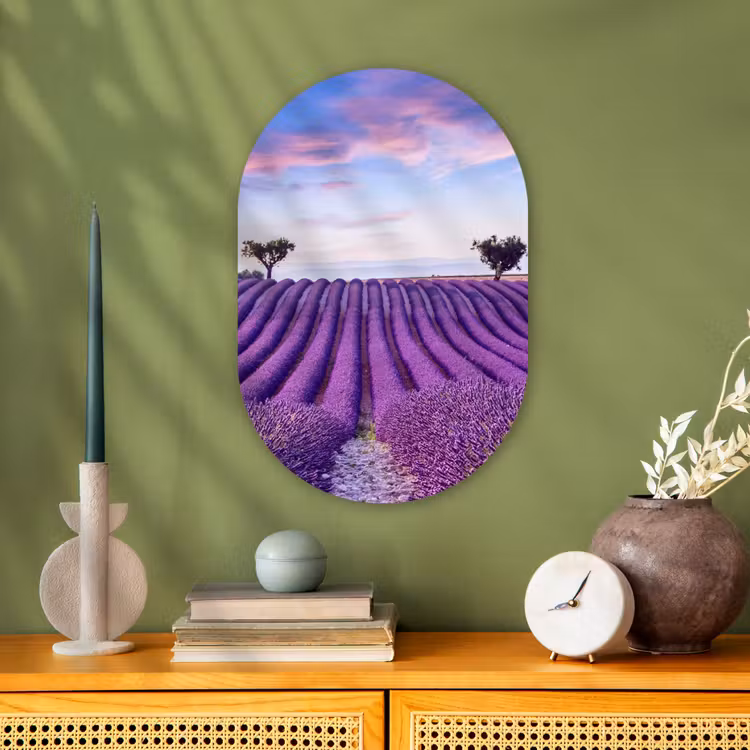 Lavendel - Natuur - Paars - Bomen Wandcirkel Ovaal Forex klein -sfeer2