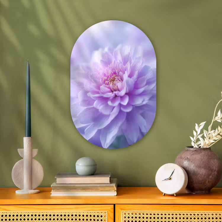 Paars - Dahlia - Dromerig Wandcirkel Ovaal Forex klein -sfeer2