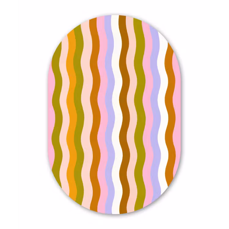 lijnen - Golven - Pastelkleuren - Patroon Wandcirkel Ovaal Forex klein -3d