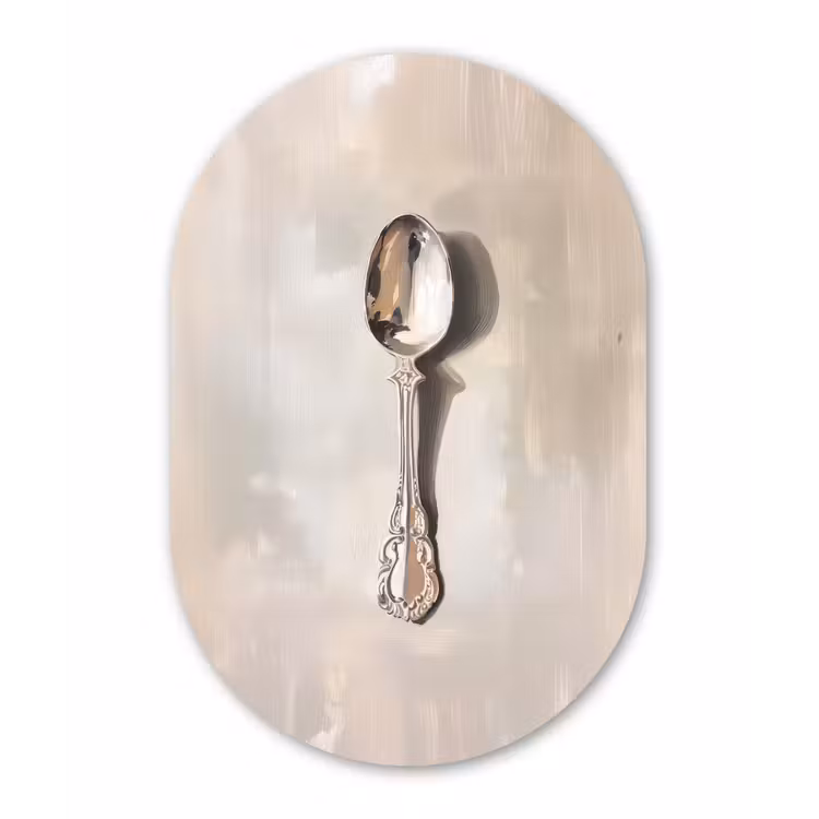Lepel - Verf - Zilver Wandcirkel Ovaal Forex klein -3d
