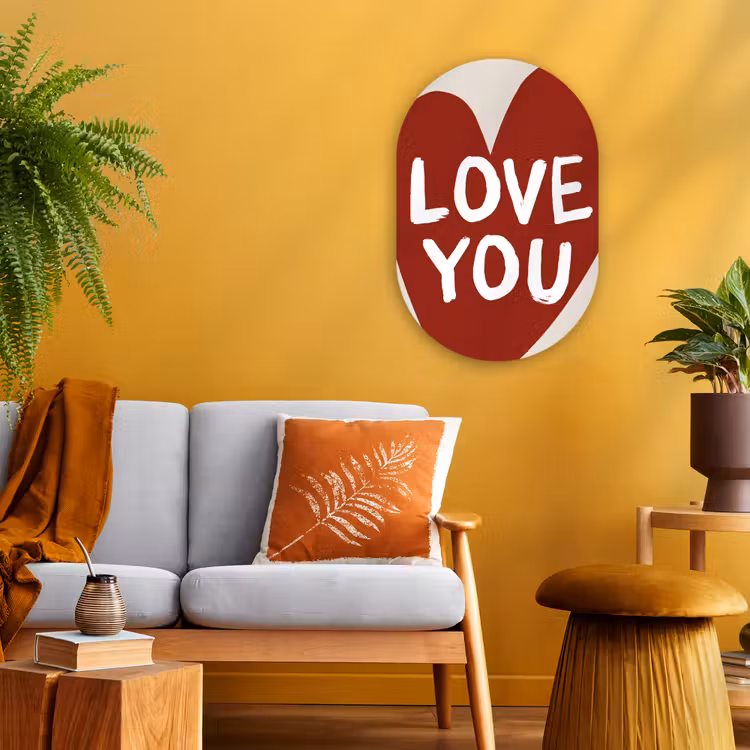 Loveyou - Hart - Rood Wandcirkel Ovaal Forex klein -sfeer4