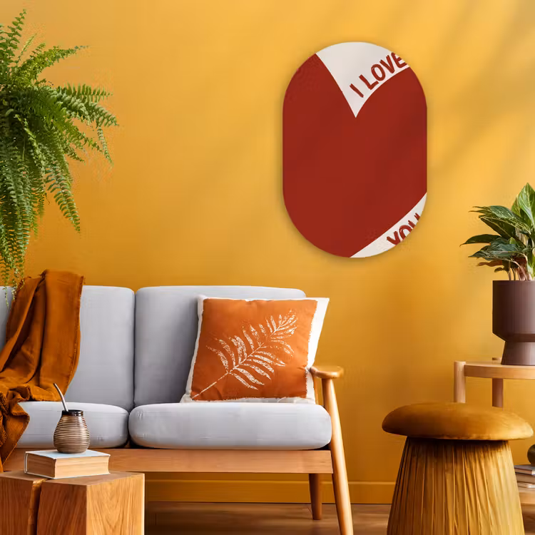 Loveyou - Rood - Hart Wandcirkel Ovaal Forex klein -sfeer4