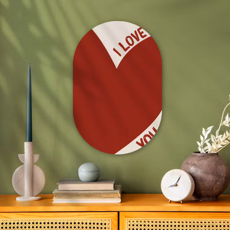 Loveyou - Rood - Hart Wandcirkel Ovaal Forex klein -sfeer2