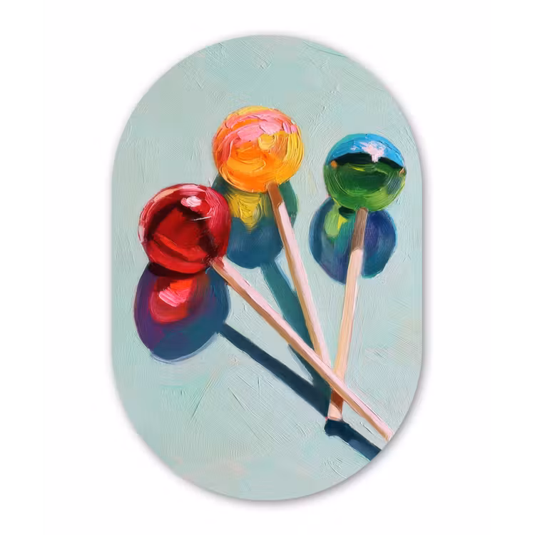 Lollys - Schaduw - Drie - Blauw Wandcirkel Ovaal Forex klein -3d
