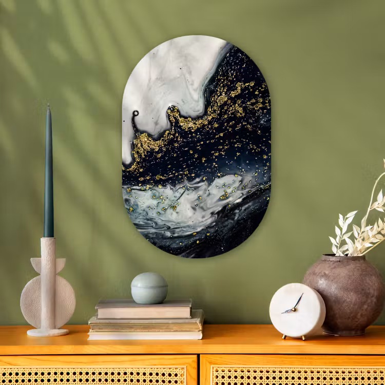 Marmer - Abstract - Goud - Luxe Wandcirkel Ovaal Forex klein -sfeer2