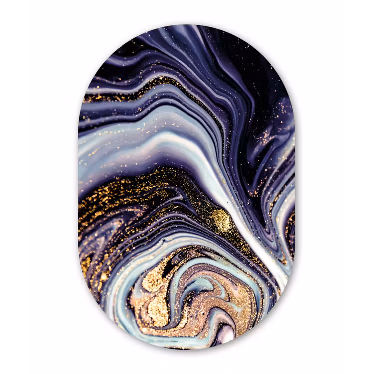 Marmer - Paars - Luxe - Marmerlook - Glitter Wandcirkel Ovaal Forex klein -3d