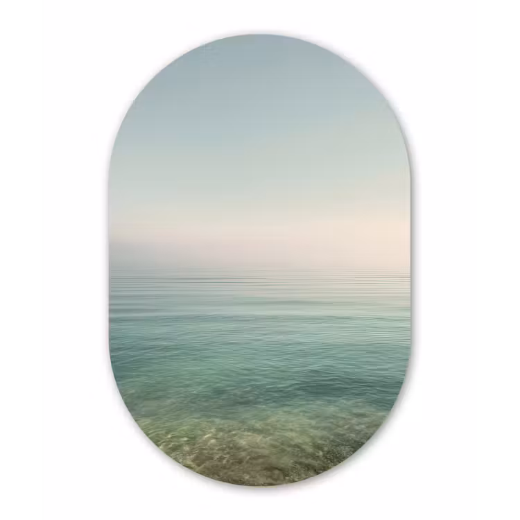 Zee - Horizon - Blauw - Mist Wandcirkel Ovaal Forex klein -3d