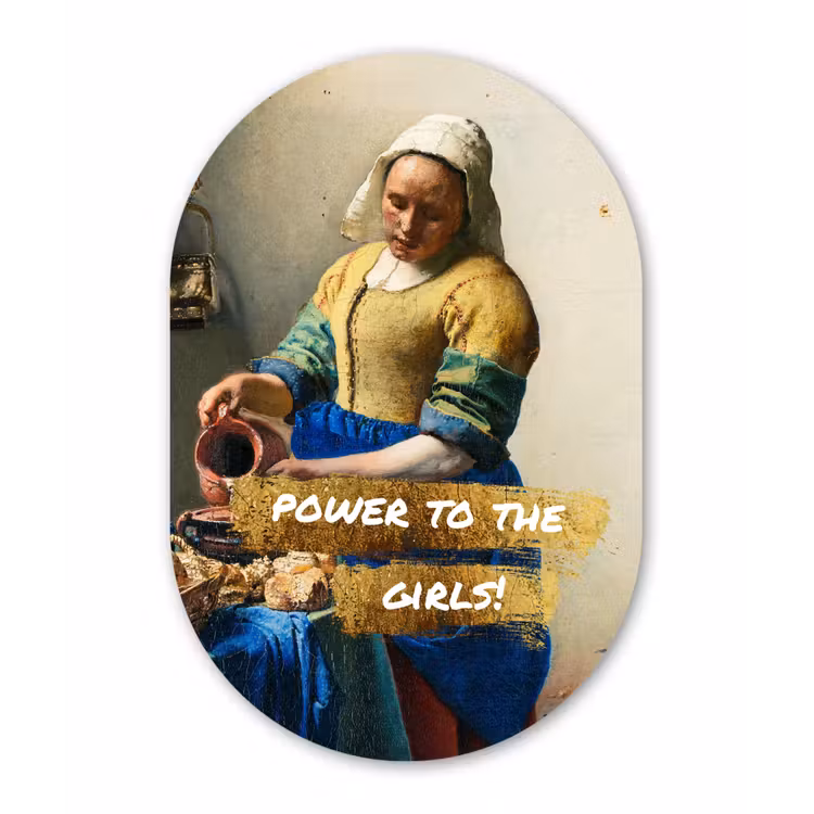 Melkmeisje - Goud - Quotes - Schilderij - Oude meesters Wandcirkel Ovaal Forex klein -3d