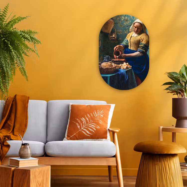 Melkmeisje - Amandelbloesem - Van Gogh - Vermeer - Schilderij - Oude meesters Wandcirkel Ovaal Forex klein -sfeer4