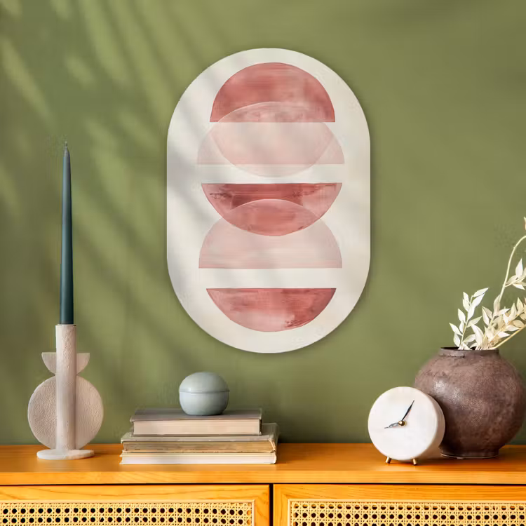 Minimalistisch - Cirkels - Roze Wandcirkel Ovaal Forex klein -sfeer2