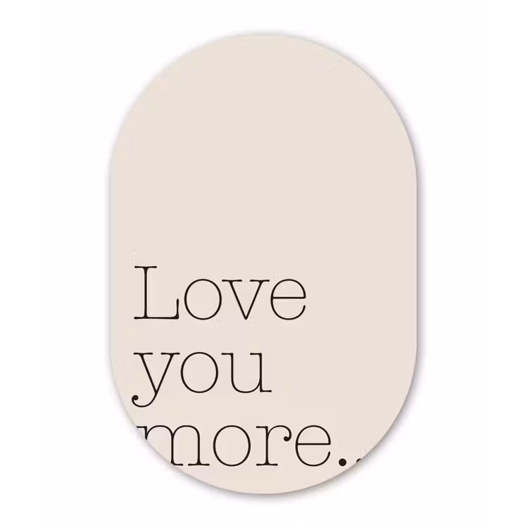 Minimalistisch - Love - Beige Wandcirkel Ovaal Forex klein -3d
