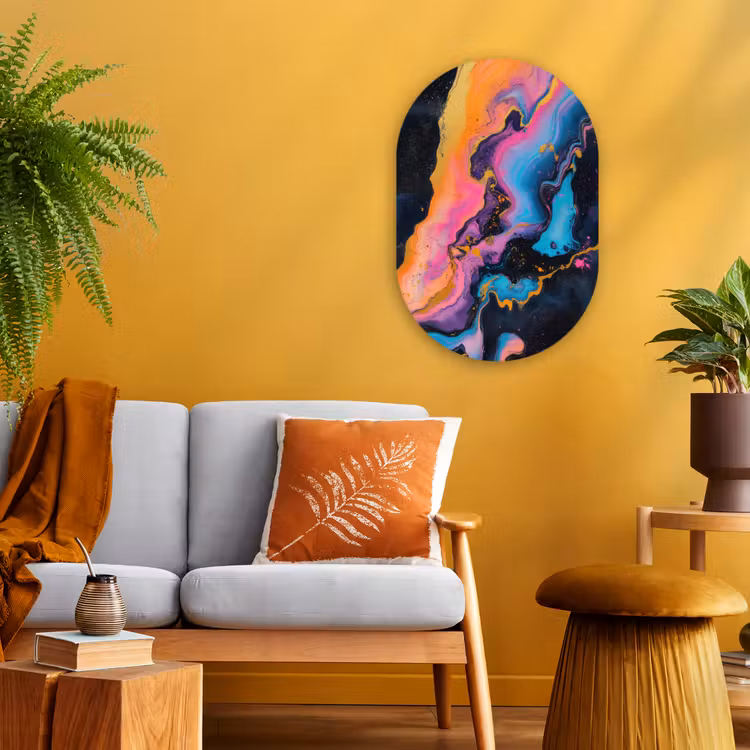 Modern - Marmer - Oranje Wandcirkel Ovaal Forex klein -sfeer4