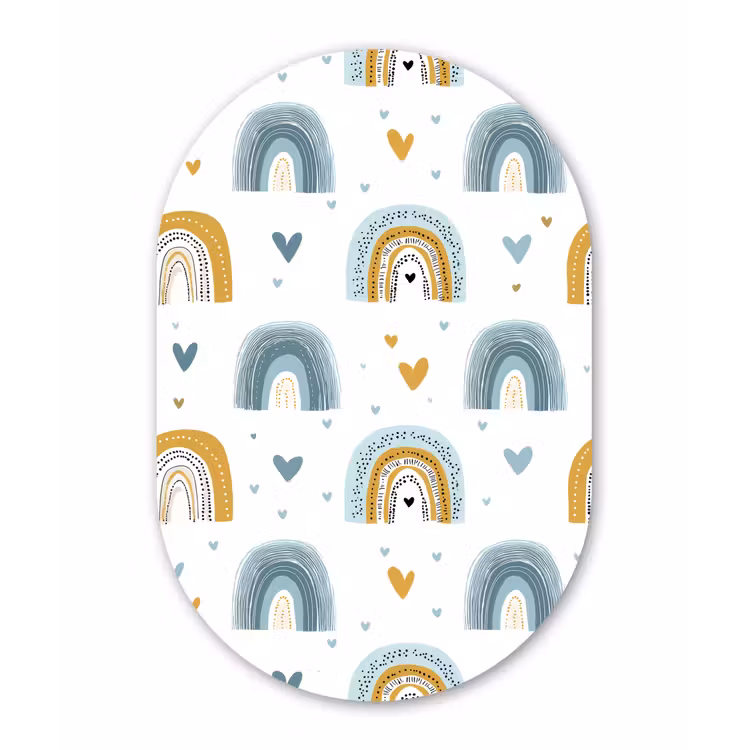 Patroon - Regenboog - Hartjes Wandcirkel Ovaal Forex klein -3d