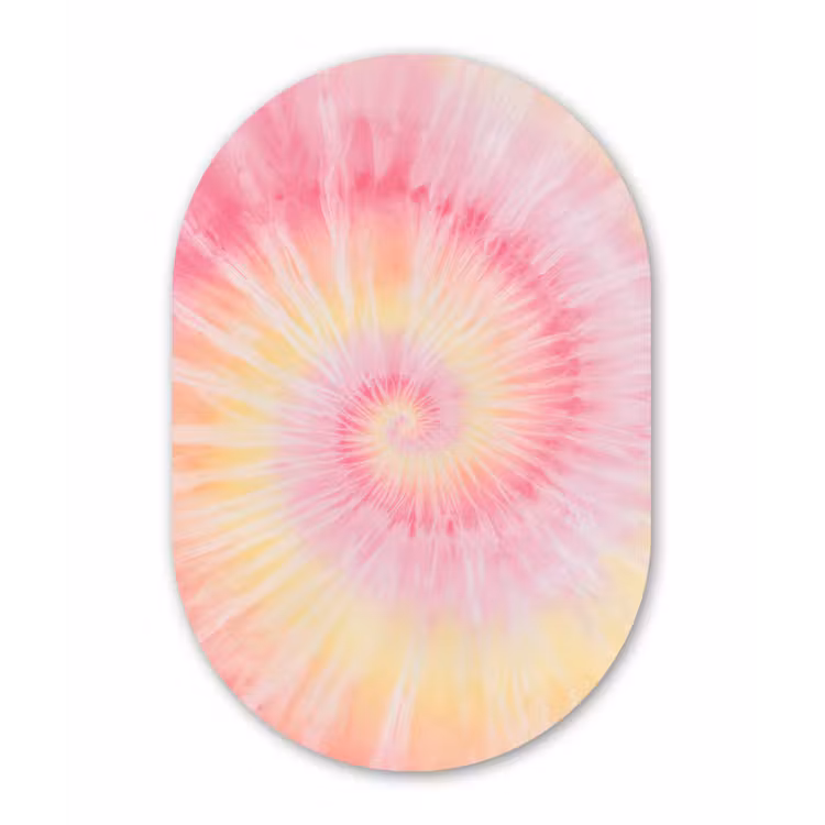Patroon - Tie Dye - Pasteltinten - Roze Wandcirkel Ovaal Forex klein -3d