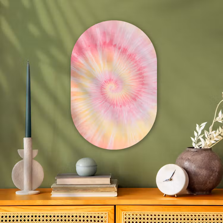 Patroon - Tie Dye - Pasteltinten - Roze Wandcirkel Ovaal Forex klein -sfeer2