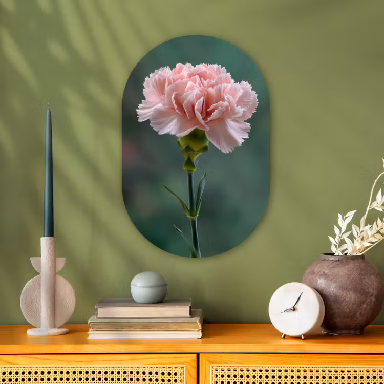 Anjer - Roze - Bloemblaadjes Wandcirkel Ovaal Forex klein -sfeer2