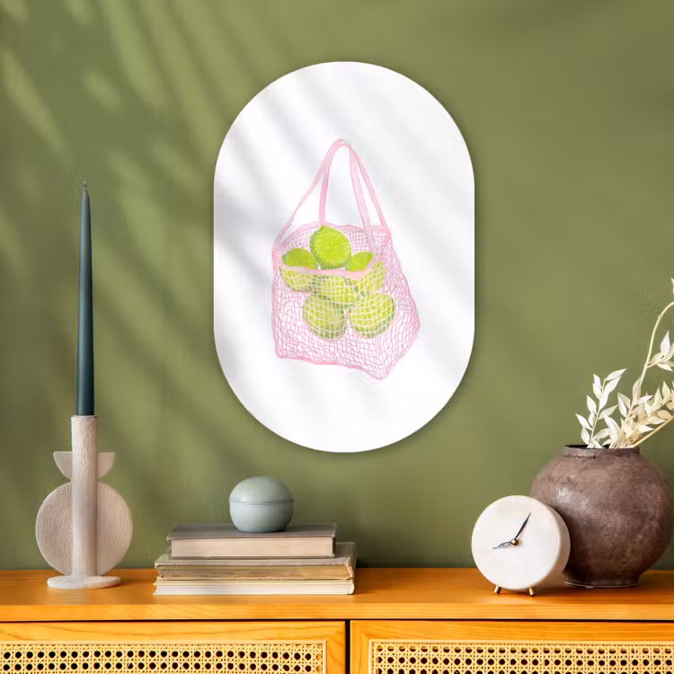 Netzakje - Roze - Illustratie - Limoenen Wandcirkel Ovaal Forex klein -sfeer2