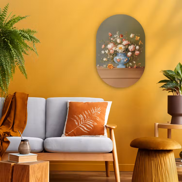 Neutral - Bloemen - Boeket - Vaas Wandcirkel Ovaal Forex klein -sfeer4