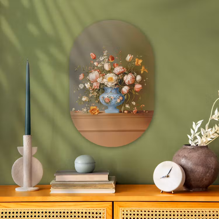 Neutral - Bloemen - Boeket - Vaas Wandcirkel Ovaal Forex klein -sfeer2