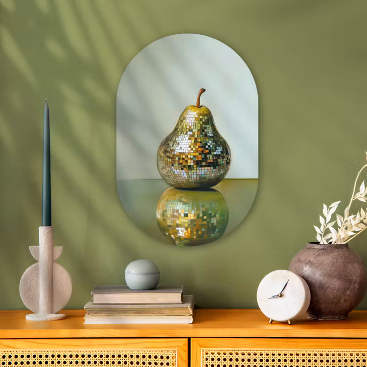 Fruit - Disco - Art - Glitter Wandcirkel Ovaal Forex klein -sfeer2