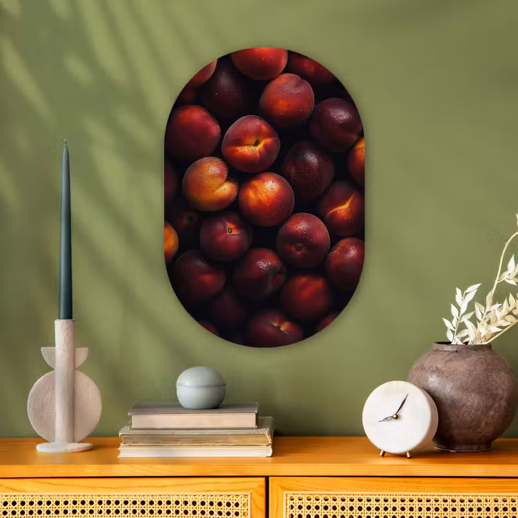 Fruit - Close up - Nectarines Wandcirkel Ovaal Forex klein -sfeer2