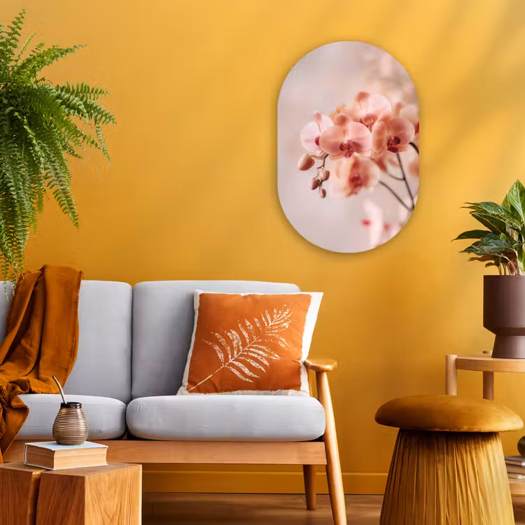 Orchidee - Bloemen - Roze - Bloemblaadjes Wandcirkel Ovaal Forex klein -sfeer4