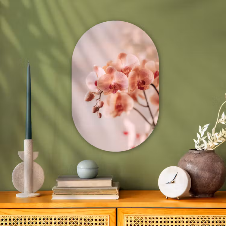 Orchidee - Bloemen - Roze - Bloemblaadjes Wandcirkel Ovaal Forex klein -sfeer2