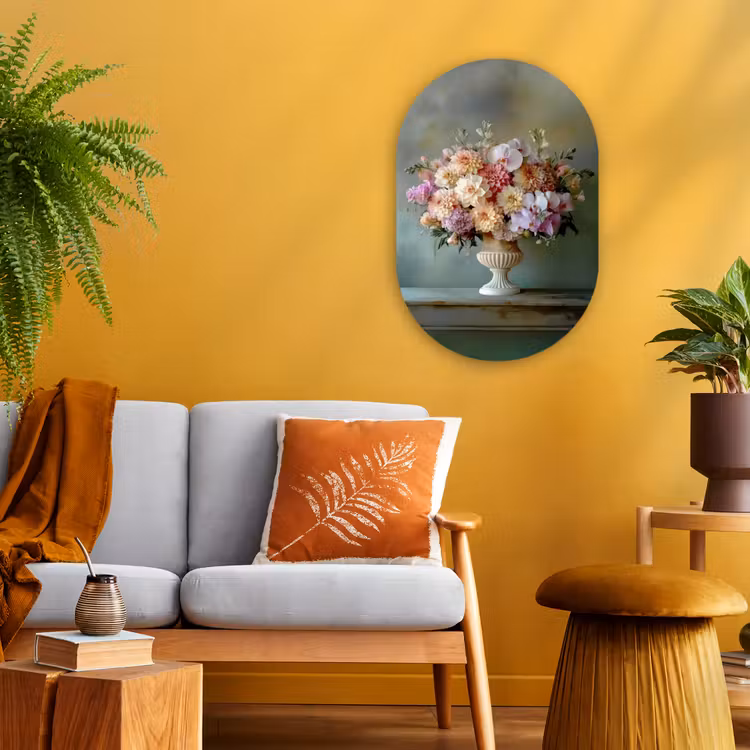 Orchidee - Boeket - Vaas - Bloemen Wandcirkel Ovaal Forex klein -sfeer4