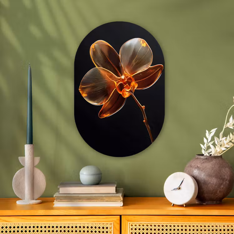 Orchidee - Doorzichtig - Bloem Wandcirkel Ovaal Forex klein -sfeer2