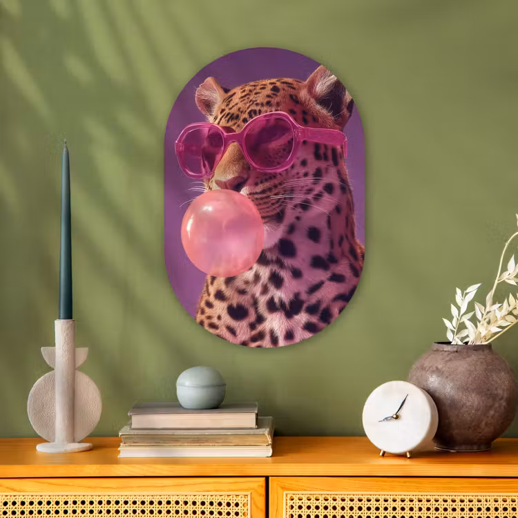 Panter - Zonnebril - Kauwgombel - Roze Wandcirkel Ovaal Forex klein -sfeer2