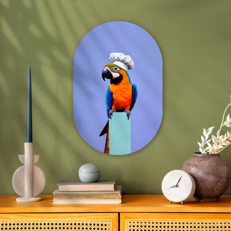 Papegaai - Koksmuts - Vogel - Leuk Wandcirkel Ovaal Forex klein -sfeer2