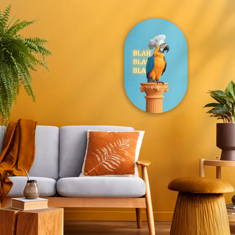 Papegaai - Koksmuts - Quote - Neon Wandcirkel Ovaal Forex klein -sfeer4