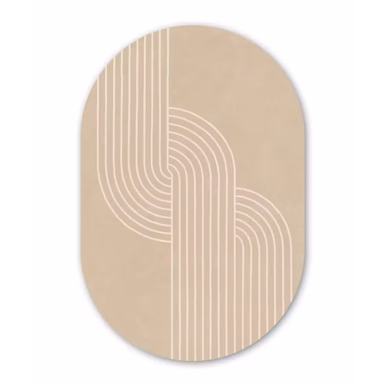 Parallelle lijnen - Lichte textuur - Beige Wandcirkel Ovaal Forex klein -3d