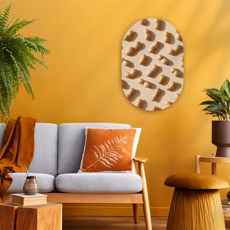 Pinda's - Patroon - Beige Wandcirkel Ovaal Forex klein -sfeer4