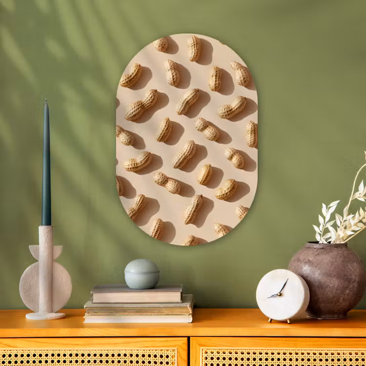 Pinda's - Patroon - Beige Wandcirkel Ovaal Forex klein -sfeer2