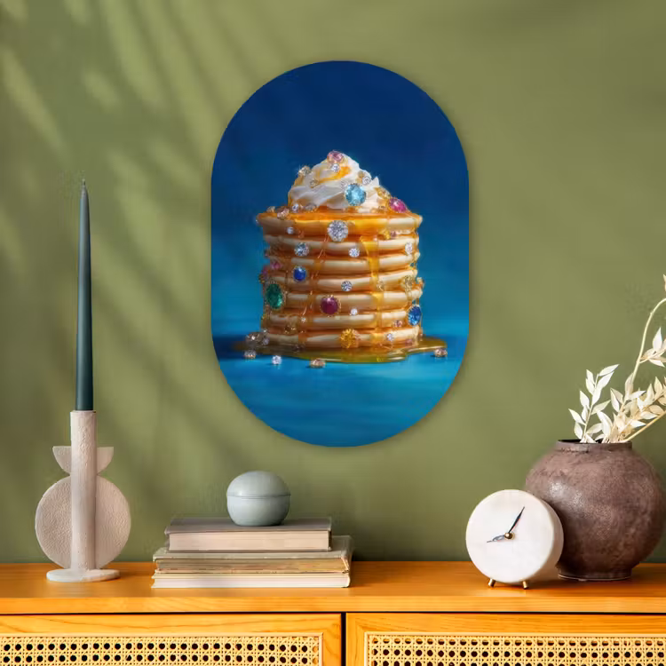 Pannenkoeken - Steentjes - Glitter - Slagroom Wandcirkel Ovaal Forex klein -sfeer2