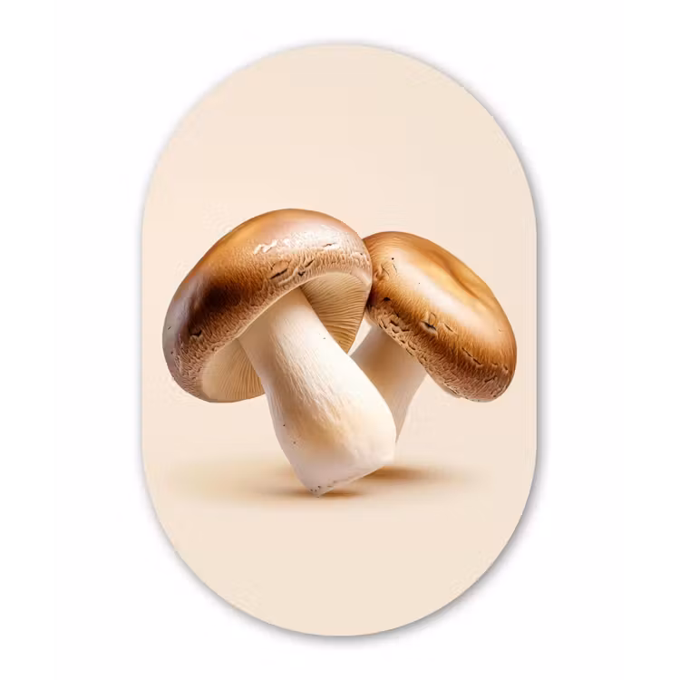 Champignons - Zacht - Beige Wandcirkel Ovaal Forex klein -3d
