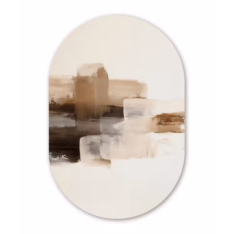 Penseelstreken - Abstract landschap - Rust Wandcirkel Ovaal Forex klein -3d