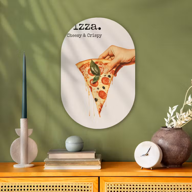 Pizza - Kaas - Pepperoni Wandcirkel Ovaal Forex klein -sfeer2