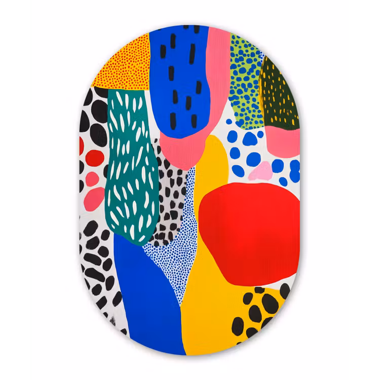 Stippen - Vormen - Modern - Kleuren Wandcirkel Ovaal Forex klein -3d