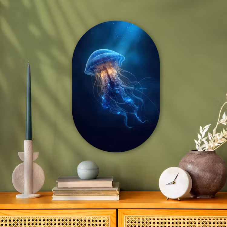 Kwal - Lichtgevend - Tentakels - Blauw Wandcirkel Ovaal Forex klein -sfeer2