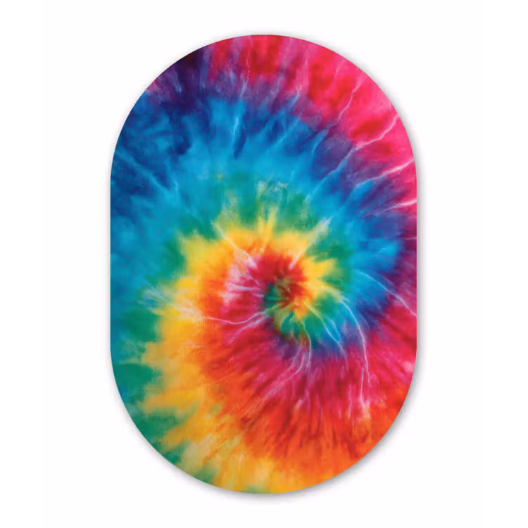 Regenboog - Tie dye - Kleurrijk - Blauw Wandcirkel Ovaal Forex klein -3d